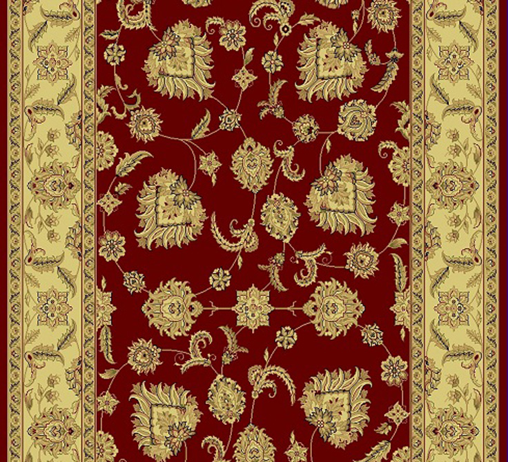 Hall & Stair Runner Rugs Legacy 58020-330 Red - Burgundy & Ivory - Beige Machine Made Rug