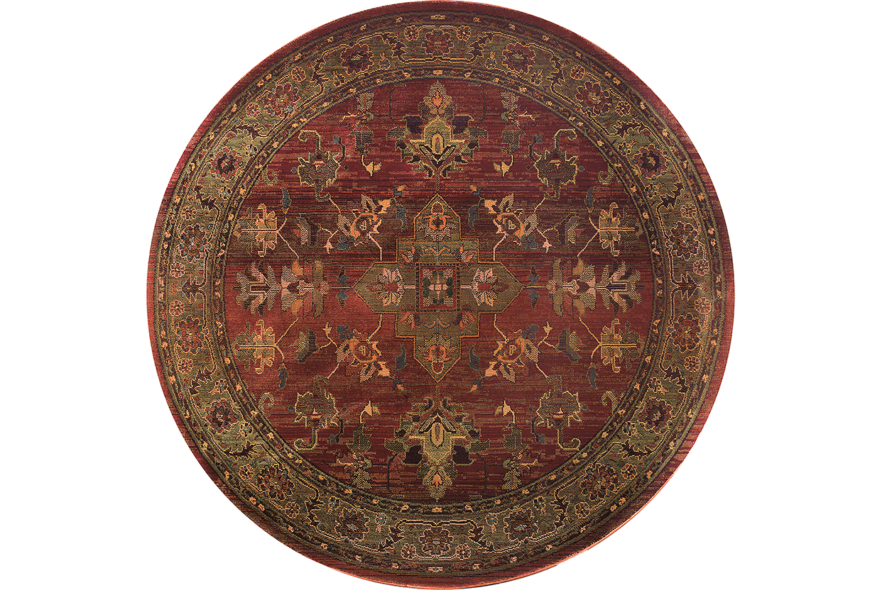 Traditional & Oriental Rugs KHARMA 836C Red - Burgundy & Lt. Green Machine Made Rug