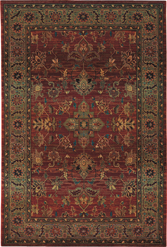 Traditional & Oriental Rugs KHARMA 836C Red - Burgundy & Lt. Green Machine Made Rug