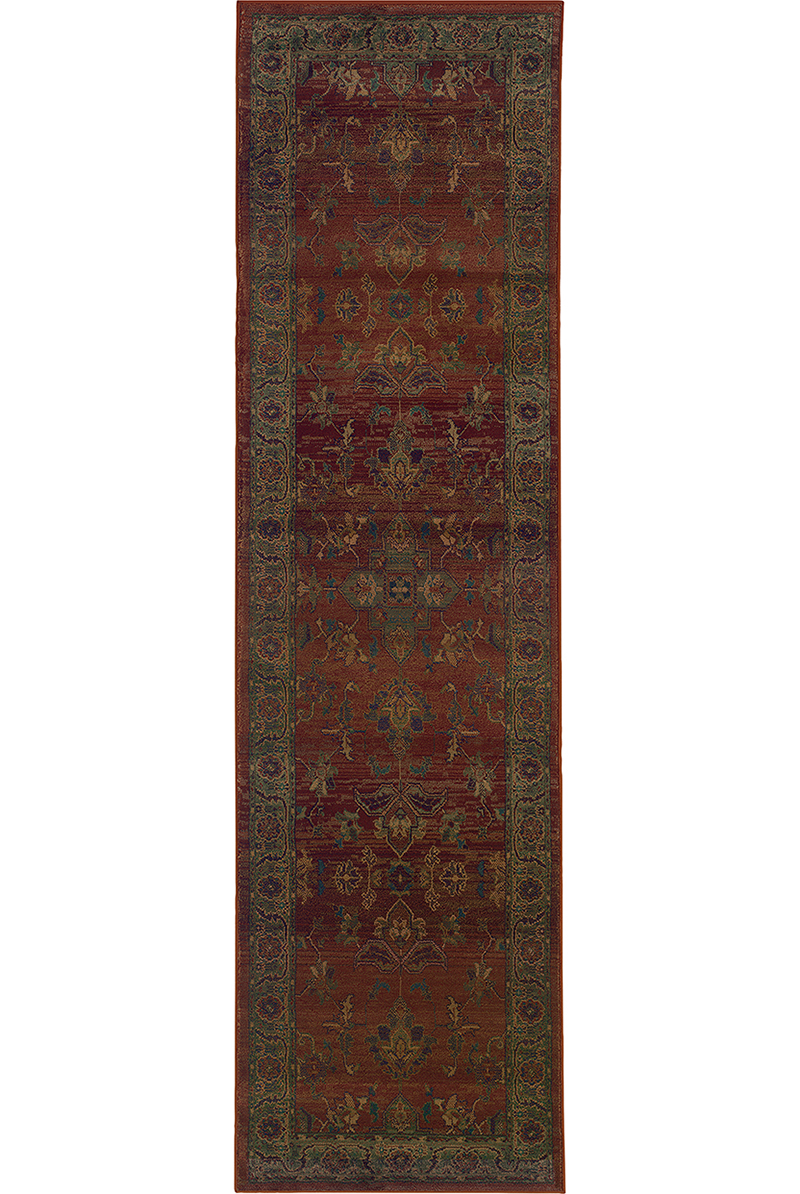 Traditional & Oriental Rugs KHARMA 836C Red - Burgundy & Aqua - Lt. Green Machine Made Rug