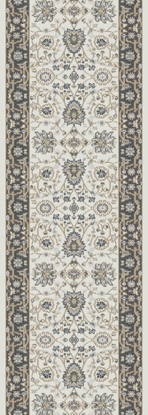 Hall & Stair Runner Rugs Yazd 2803-190 Ivory - Beige & Lt. Grey - Grey Machine Made Rug