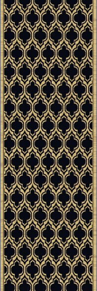 Hall & Stair Runners Yazd 2816-090 Black - Charcoal & Lt. Gold - Gold Machine Made Rug