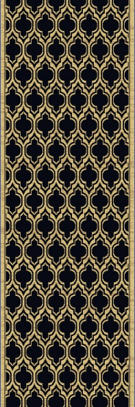 Hall & Stair Runner Rugs Yazd 2816-090 Black - Charcoal & Lt. Gold - Gold Machine Made Rug