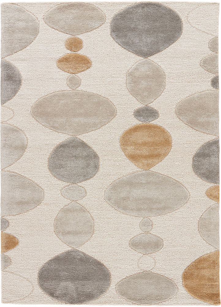 Contemporary & Transitional Rugs Blue BL102-Creekstone (S) Ivory - Beige & Lt. Grey - Grey Hand Tufted Rug