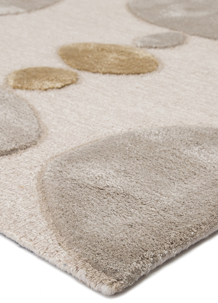 Contemporary & Modern Rugs Blue BL102-Creekstone (S) Ivory - Beige & Lt. Grey - Grey Hand Tufted Rug