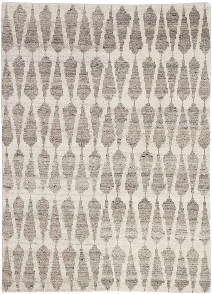 Contemporary Rugs & Transitional Rugs Azland AZL04-Sabot (S) Ivory - Beige & Lt. Grey - Grey Hand Knotted Rug