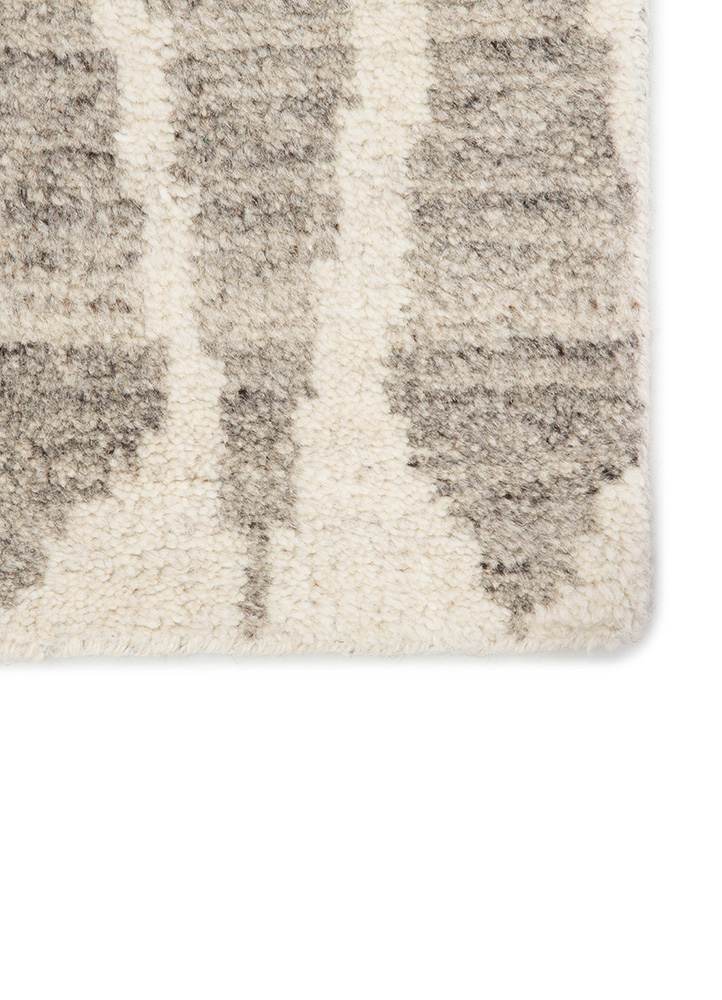 Contemporary Rugs & Transitional Rugs Azland AZL04-Sabot (S) Ivory - Beige & Lt. Grey - Grey Hand Knotted Rug