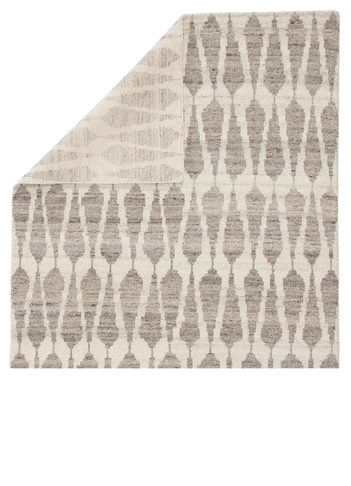 Contemporary Rugs & Transitional Rugs Azland AZL04-Sabot (S) Ivory - Beige & Lt. Grey - Grey Hand Knotted Rug