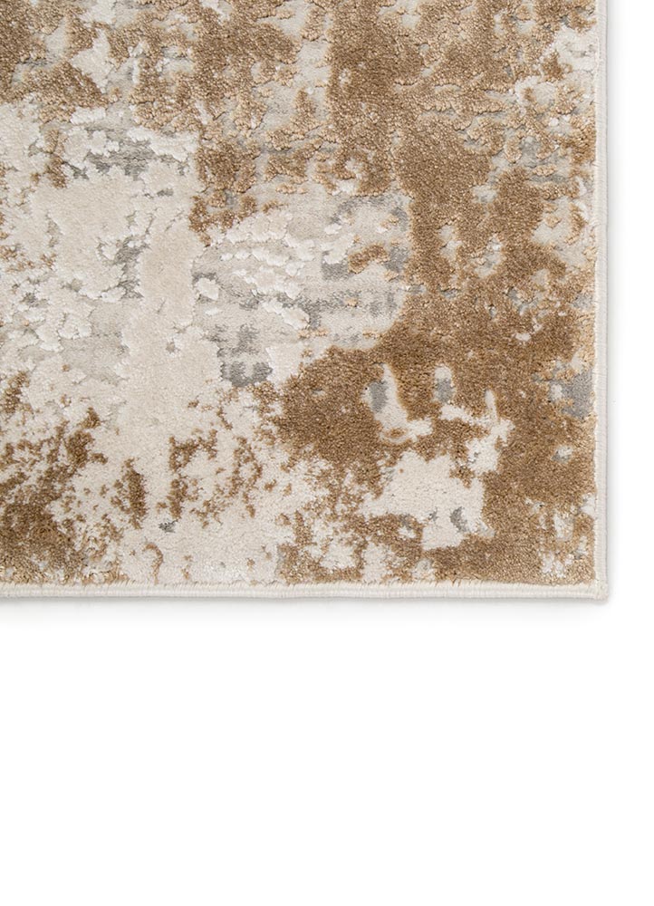 Contemporary Rugs & Transitional Rugs Cirque CIQ28-Resa Ivory - Beige & Lt. Gold - Gold Machine Made Rug