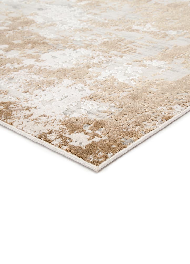 Contemporary Rugs & Transitional Rugs Cirque CIQ28-Resa Ivory - Beige & Lt. Gold - Gold Machine Made Rug