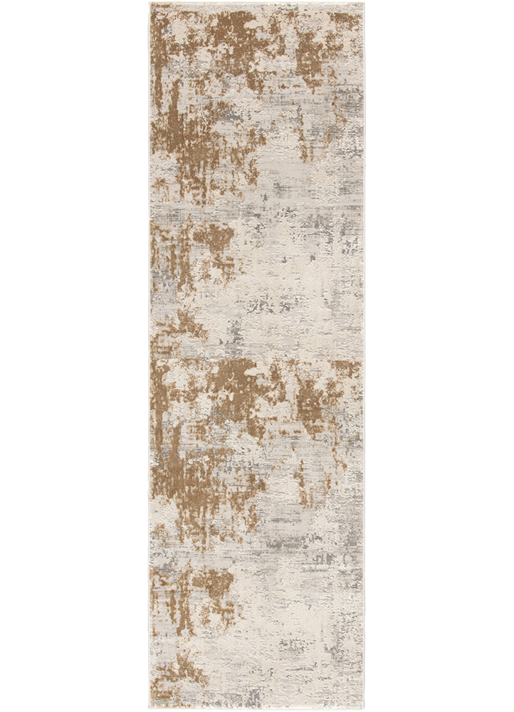 Contemporary Rugs & Transitional Rugs Cirque CIQ28-Resa Ivory - Beige & Lt. Gold - Gold Machine Made Rug