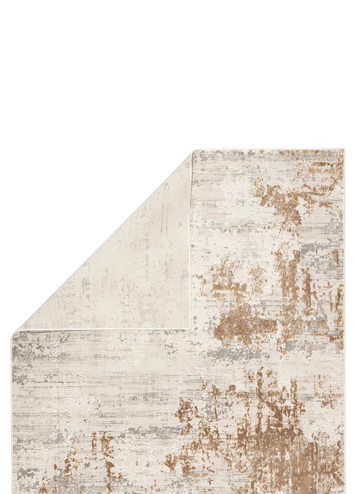 Contemporary Rugs & Transitional Rugs Cirque CIQ28-Resa Ivory - Beige & Lt. Gold - Gold Machine Made Rug
