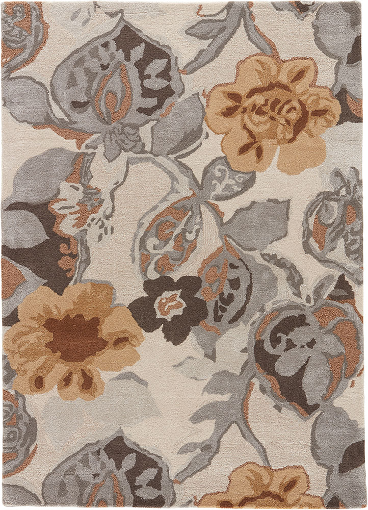 Transitional & Casual Rugs Blue BL65-Petal Pusher (S) Camel - Taupe & Lt. Brown - Chocolate Hand Tufted Rug