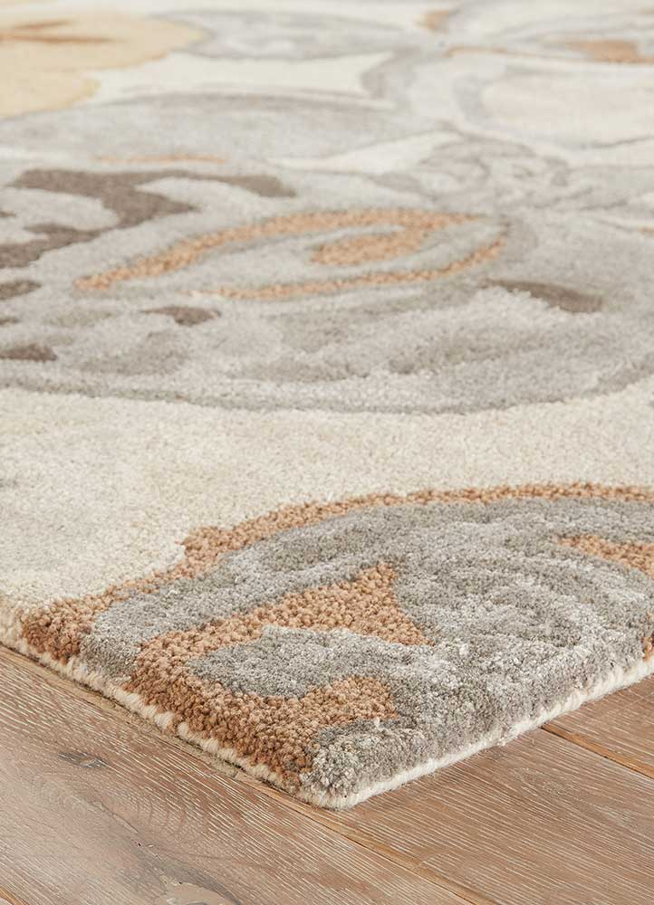 Transitional & Casual Rugs Blue BL65-Petal Pusher (S) Camel - Taupe & Lt. Brown - Chocolate Hand Tufted Rug