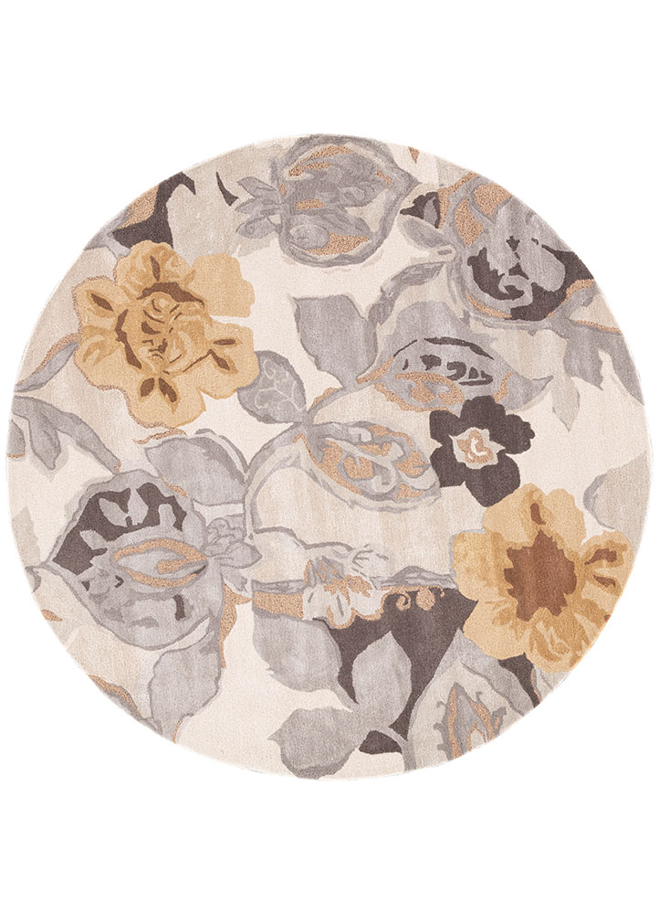 Transitional & Casual Rugs Blue BL65-Petal Pusher (S) Camel - Taupe & Lt. Brown - Chocolate Hand Tufted Rug