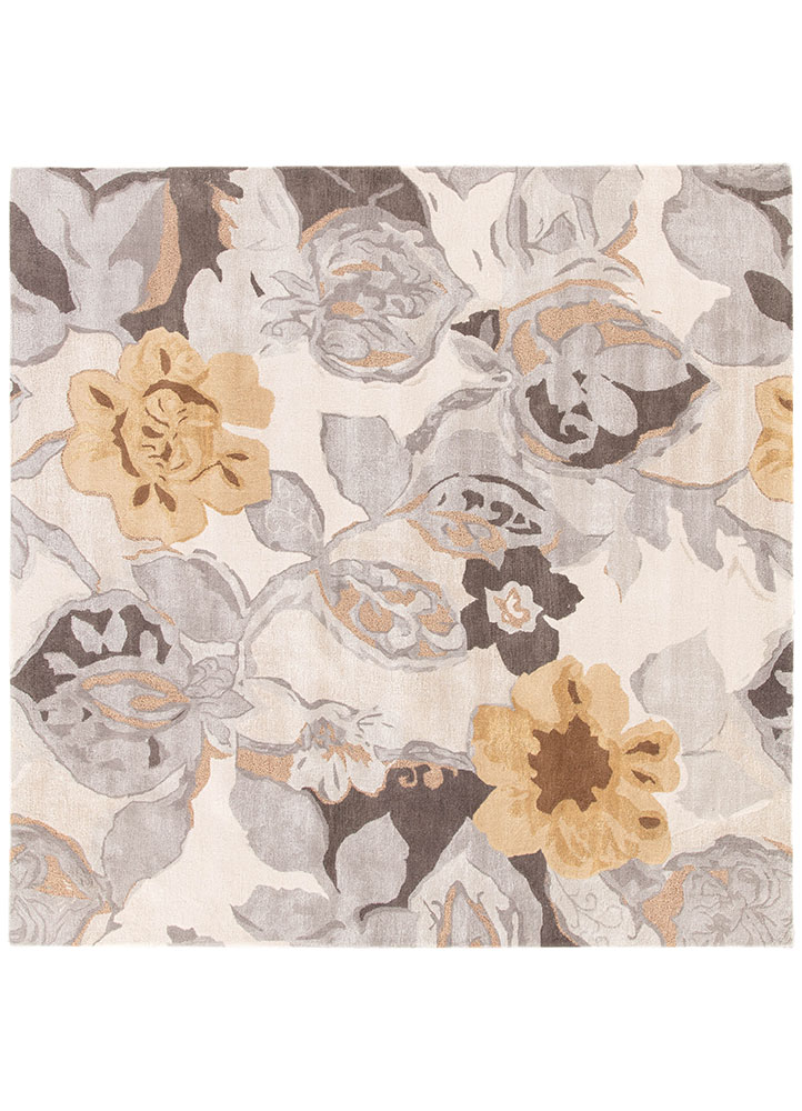 Transitional & Casual Rugs Blue BL65-Petal Pusher (S) Camel - Taupe & Lt. Brown - Chocolate Hand Tufted Rug