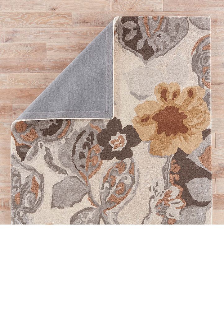 Transitional & Casual Rugs Blue BL65-Petal Pusher (S) Camel - Taupe & Lt. Brown - Chocolate Hand Tufted Rug