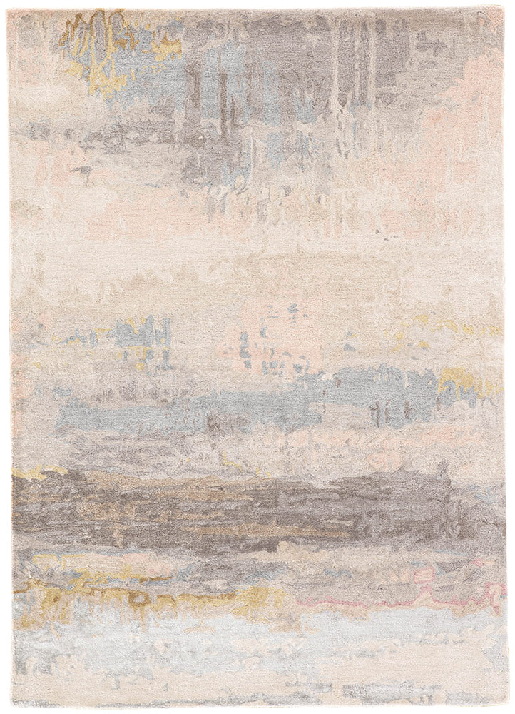 Contemporary Rugs & Transitional Rugs Genesis GES17-Benna (S) Ivory - Beige & Aqua - Lt. Green Hand Tufted Rug