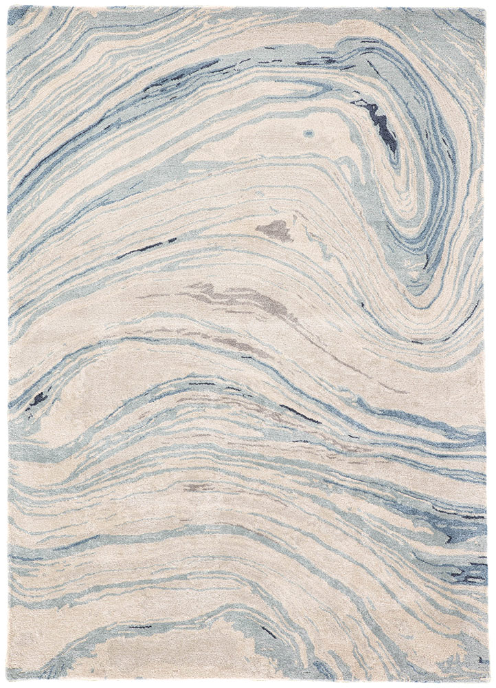 Contemporary & Transitional Rugs Genesis GES22-Atha (S) Ivory - Beige & Lt. Blue - Blue Hand Tufted Rug