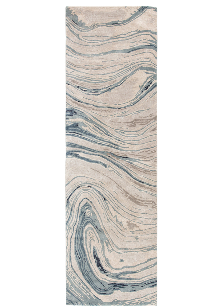Contemporary Rugs & Transitional Rugs Genesis GES22-Atha (S) Ivory - Beige & Lt. Blue - Blue Hand Tufted Rug