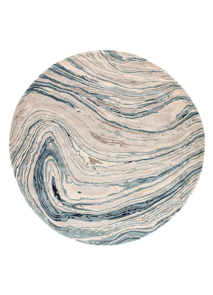 Contemporary Rugs & Transitional Rugs Genesis GES22-Atha (S) Ivory - Beige & Lt. Blue - Blue Hand Tufted Rug