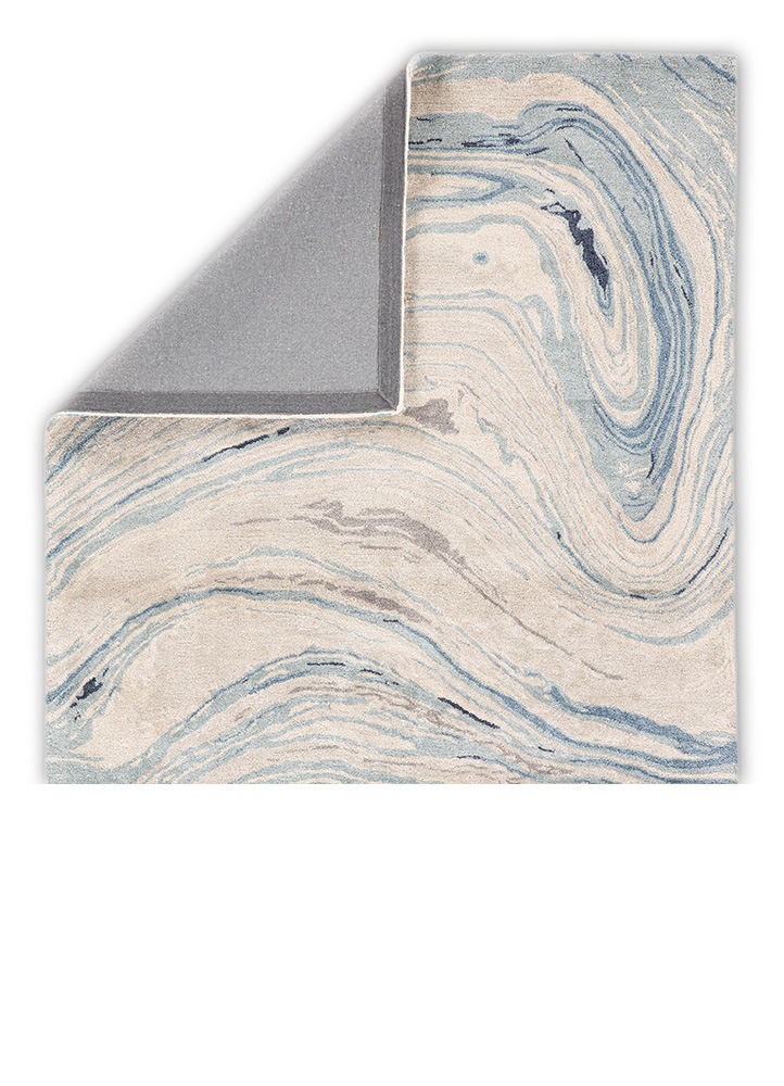 Contemporary & Modern Rugs Genesis GES22-Atha (S) Ivory - Beige & Lt. Blue - Blue Hand Tufted Rug