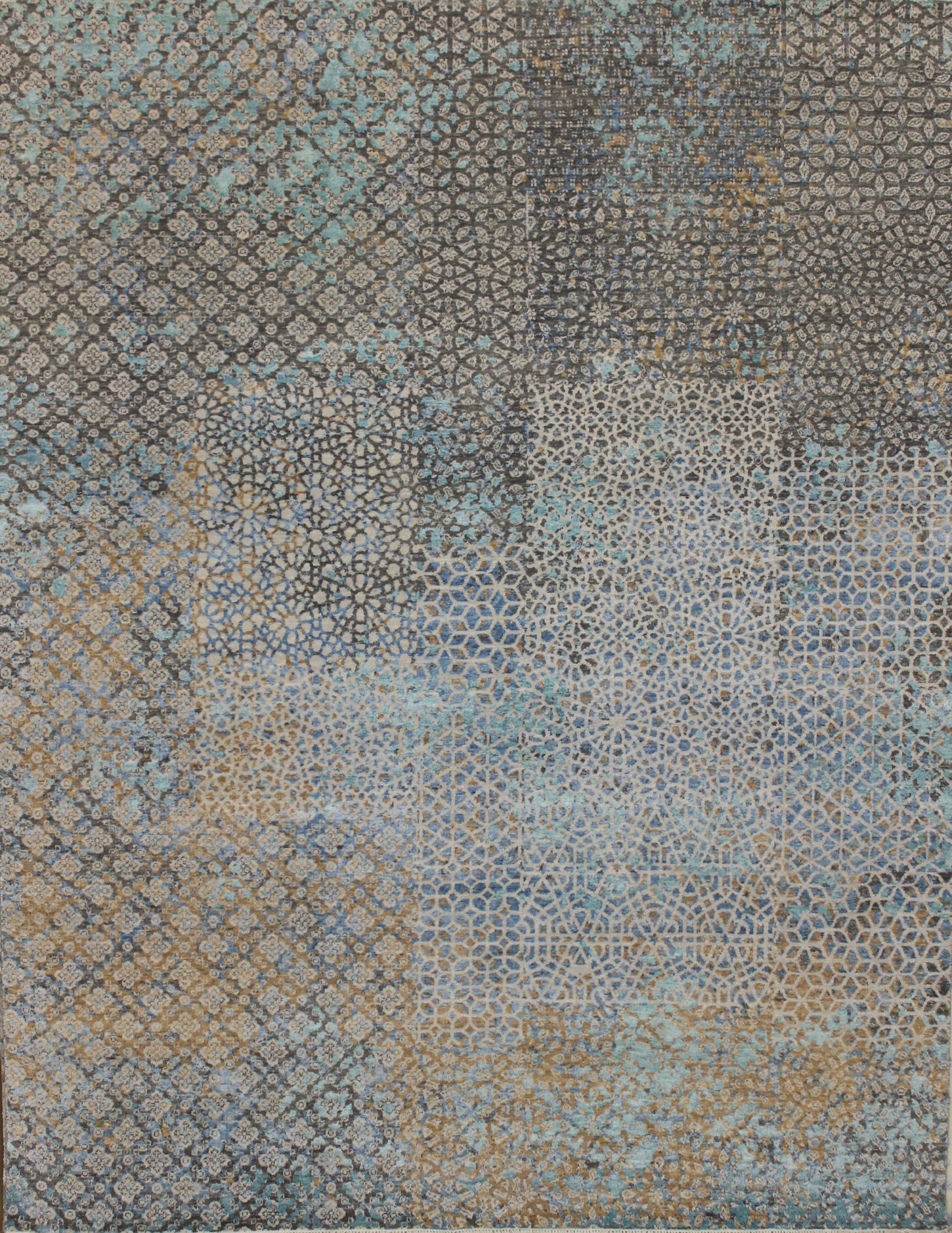 Contemporary Rugs & Transitional Rugs Jankat 022842 Lt. Grey - Grey & Multi Hand Knotted Rug