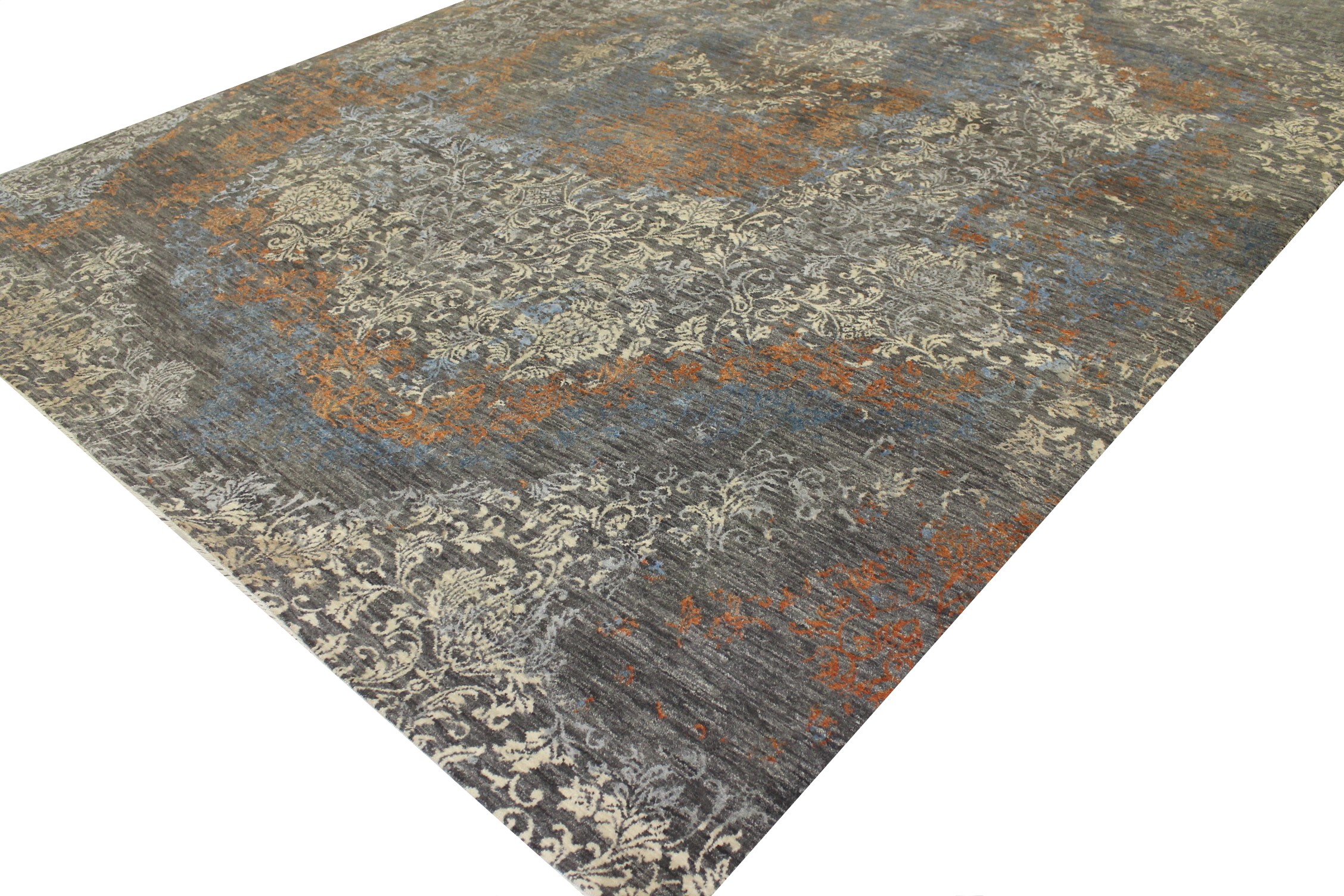 Contemporary Rugs & Transitional Rugs Jankat 022849 Lt. Grey - Grey & Multi Hand Knotted Rug