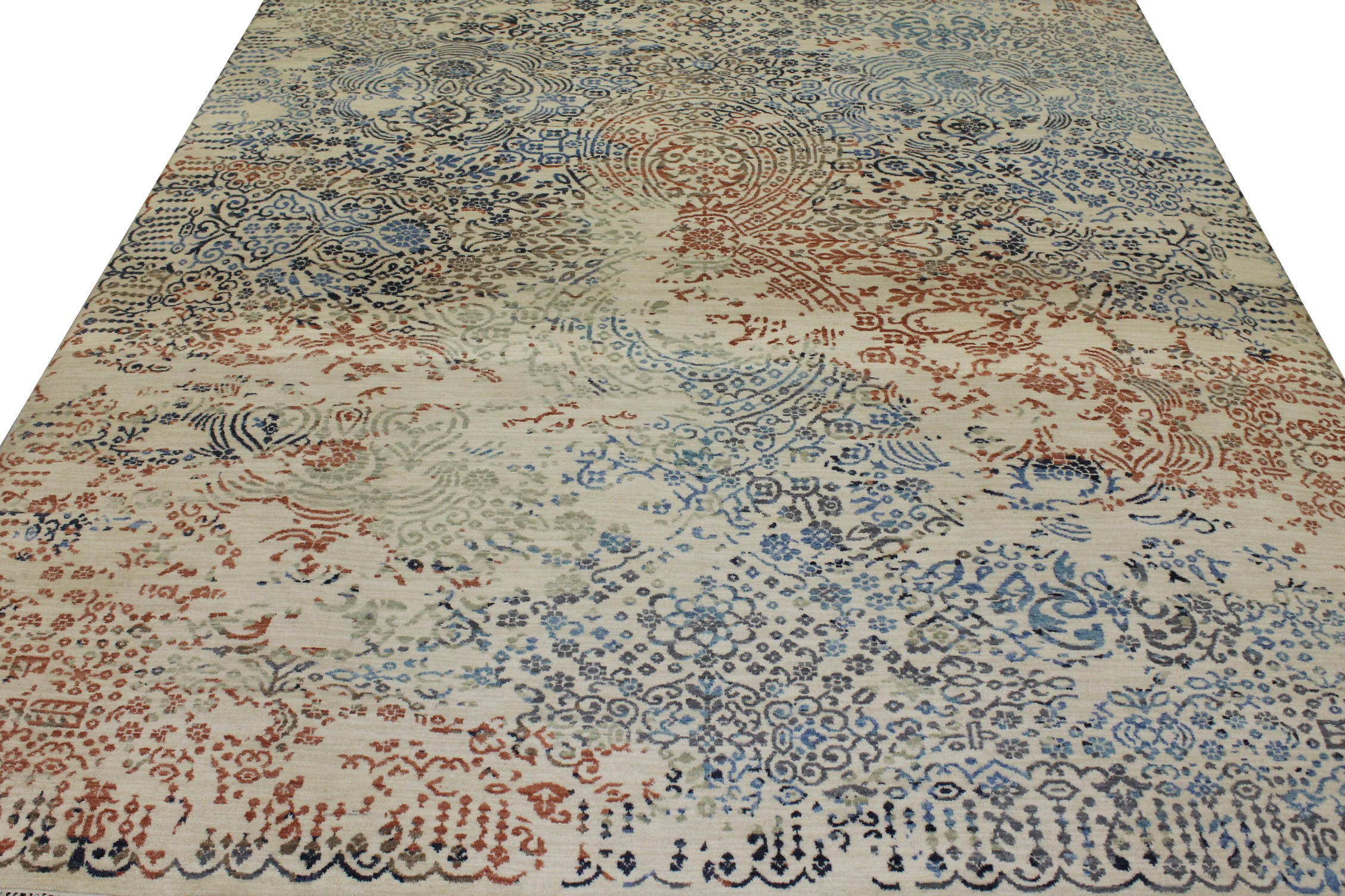 Contemporary Rugs & Transitional Rugs Jankat 022848 Ivory - Beige & Multi Hand Knotted Rug