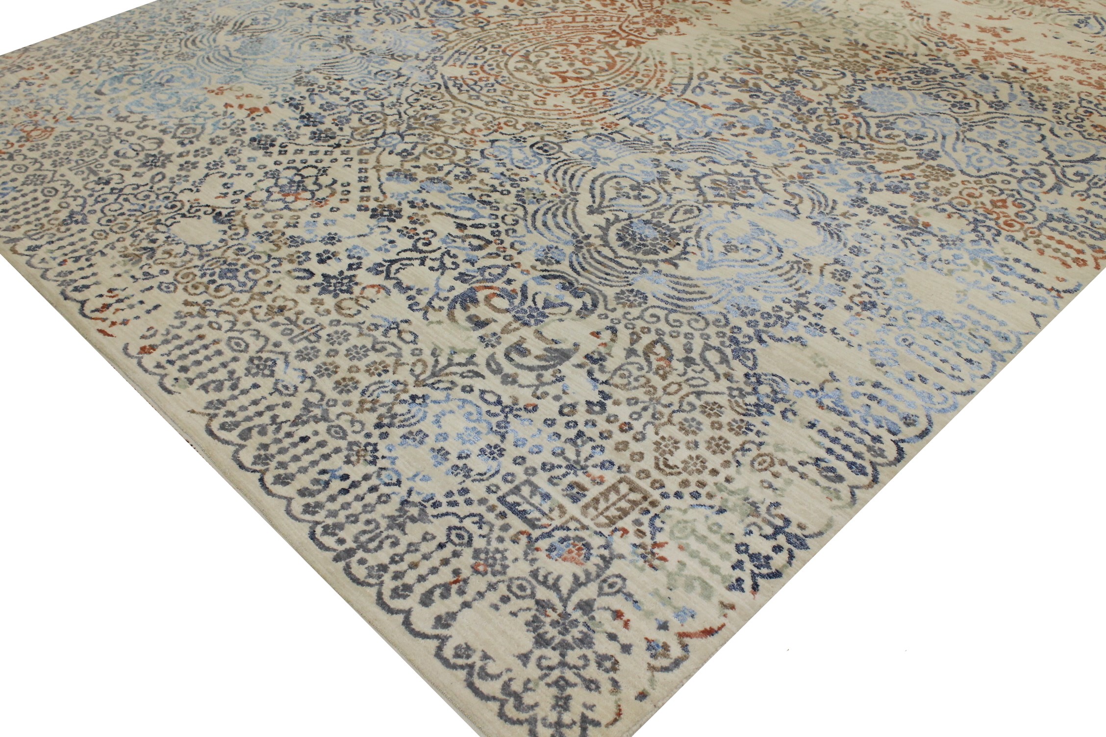 Contemporary Rugs & Transitional Rugs Jankat 022848 Ivory - Beige & Multi Hand Knotted Rug