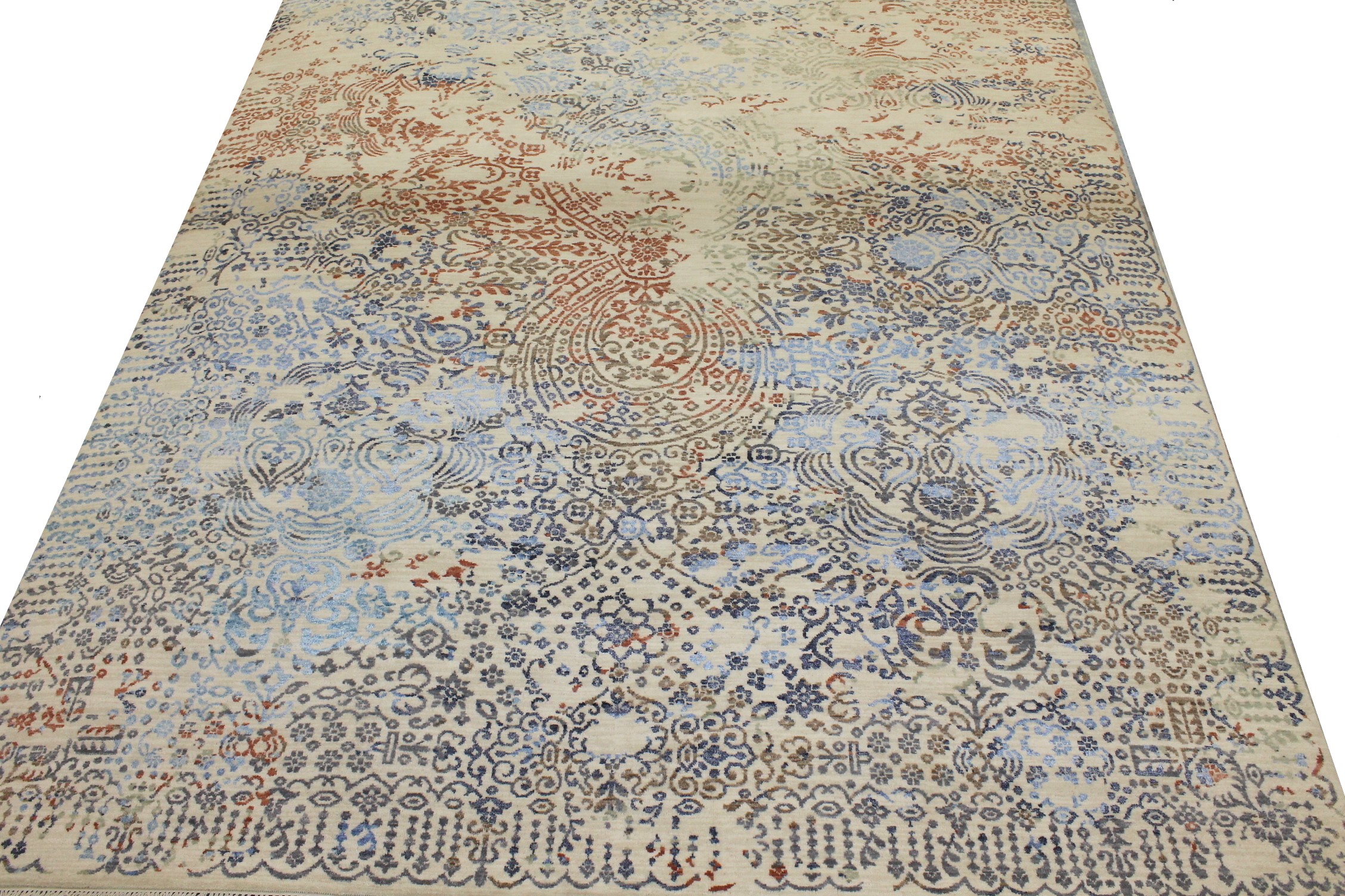 Contemporary Rugs & Transitional Rugs Jankat 022848 Ivory - Beige & Multi Hand Knotted Rug