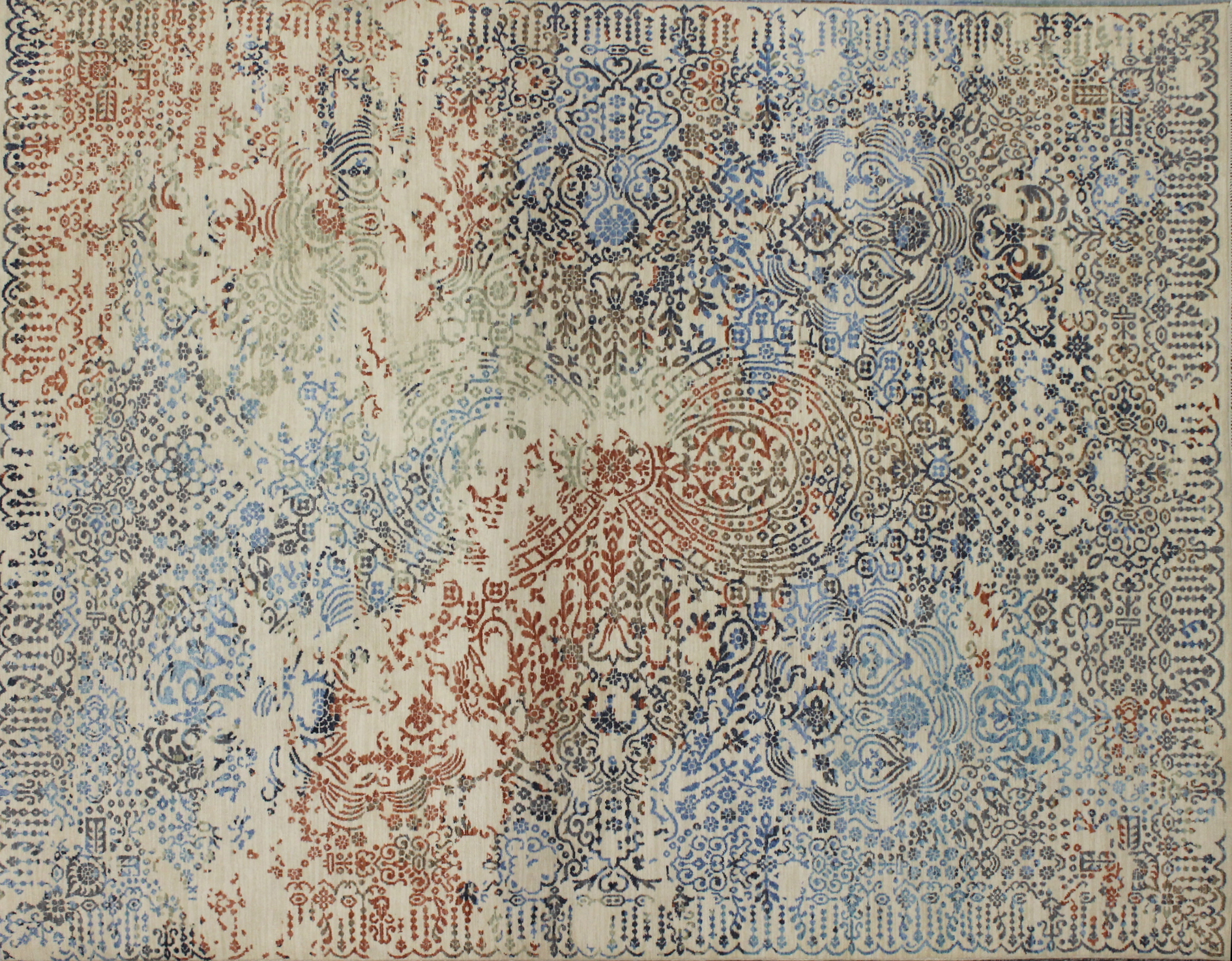 Contemporary Rugs & Transitional Rugs Jankat 022848 Ivory - Beige & Multi Hand Knotted Rug