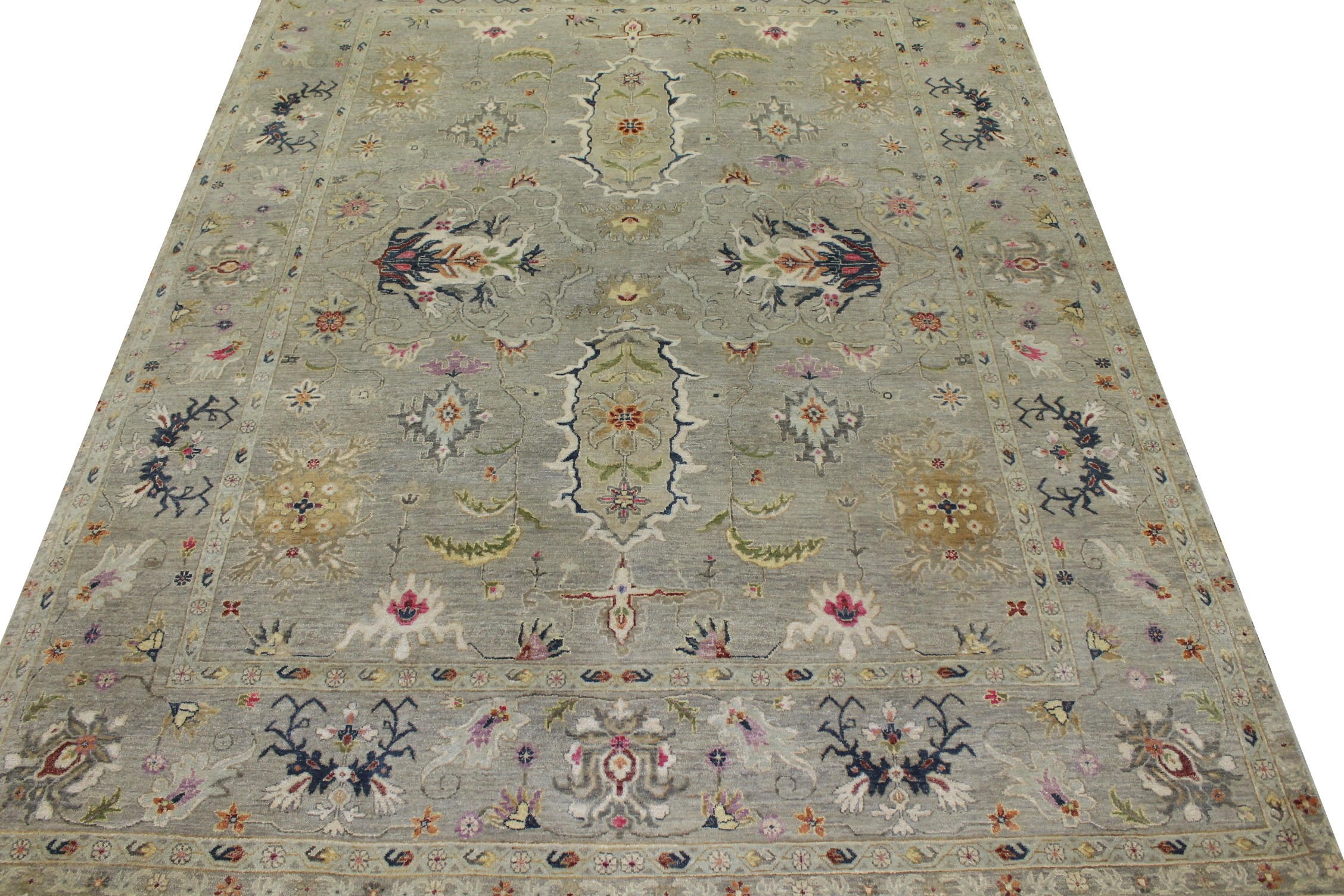 Oushak Rugs Sultan 023093 Lt. Grey - Grey & Multi Hand Knotted Rug