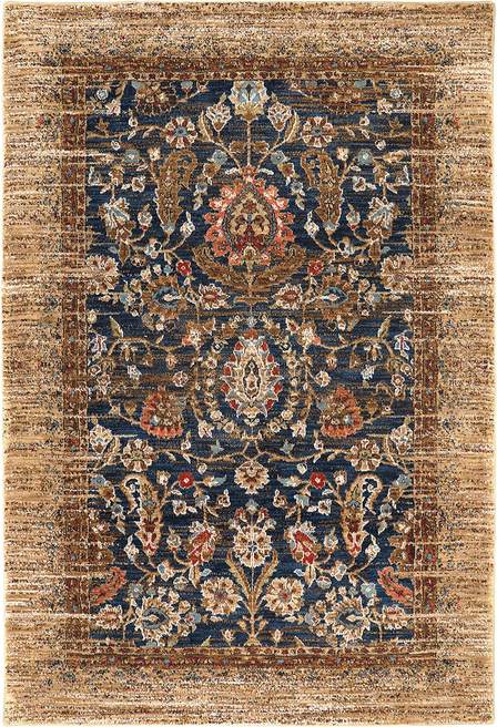 Traditional & Oriental Rugs Spice Market Charax Gold 90666-10034 Medium Blue - Navy & Lt. Gold - Gold Machine Made Rug