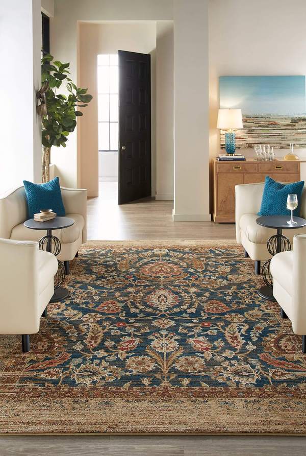 Traditional & Oriental Rugs Spice Market Charax Gold 90666-10034 Medium Blue - Navy & Lt. Gold - Gold Machine Made Rug