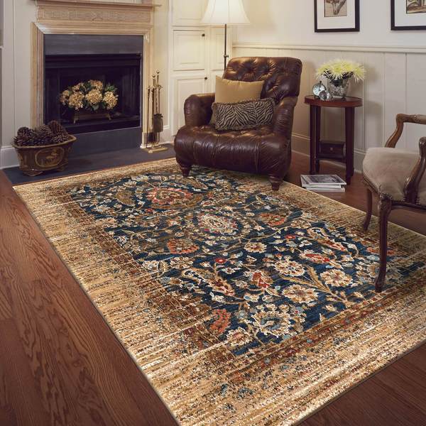 Traditional & Oriental Rugs Spice Market Charax Gold 90666-10034 Medium Blue - Navy & Lt. Gold - Gold Machine Made Rug