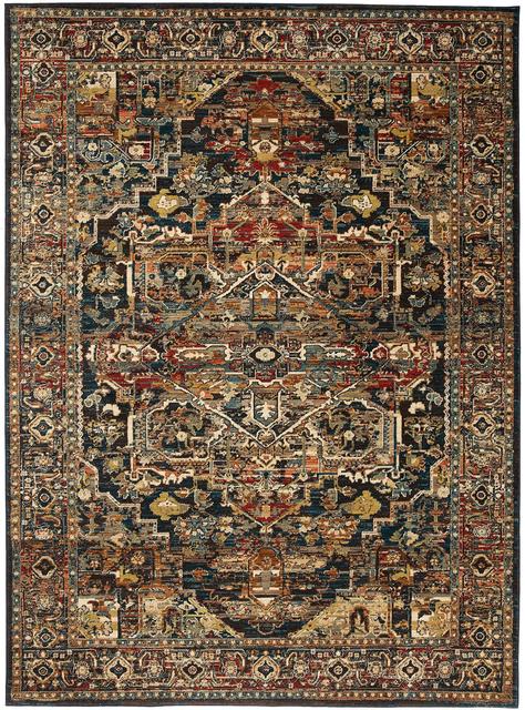 Traditional & Oriental Rugs Spice Market Alcantara Sapphire 90807-50130 Medium Blue - Navy & Rust - Orange Machine Made Rug