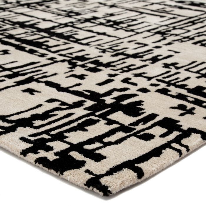 Contemporary & Modern Rugs Clayton  CLN15 - Pals (S) Ivory - Beige & Black - Charcoal Hand Tufted Rug