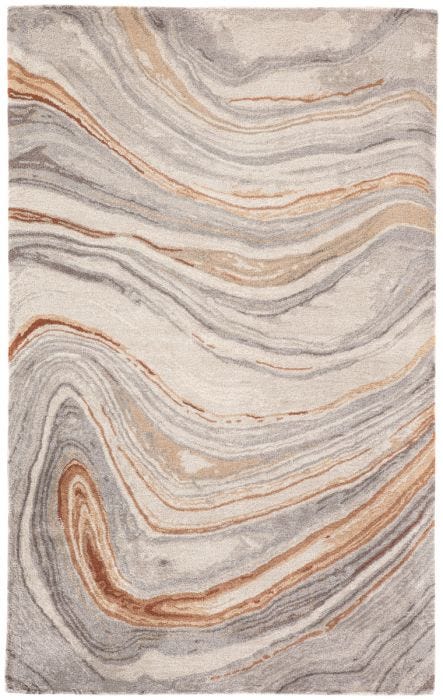 Contemporary Rugs & Transitional Rugs Genesis GES21-Atha Lt. Grey - Grey & Rust - Orange Hand Tufted Rug