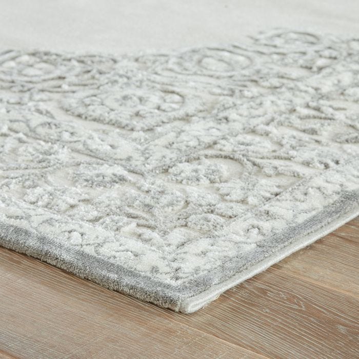 Traditional & Oriental Rugs Fables FB124 - Malo Ivory - Beige & Lt. Grey - Grey Machine Made Rug