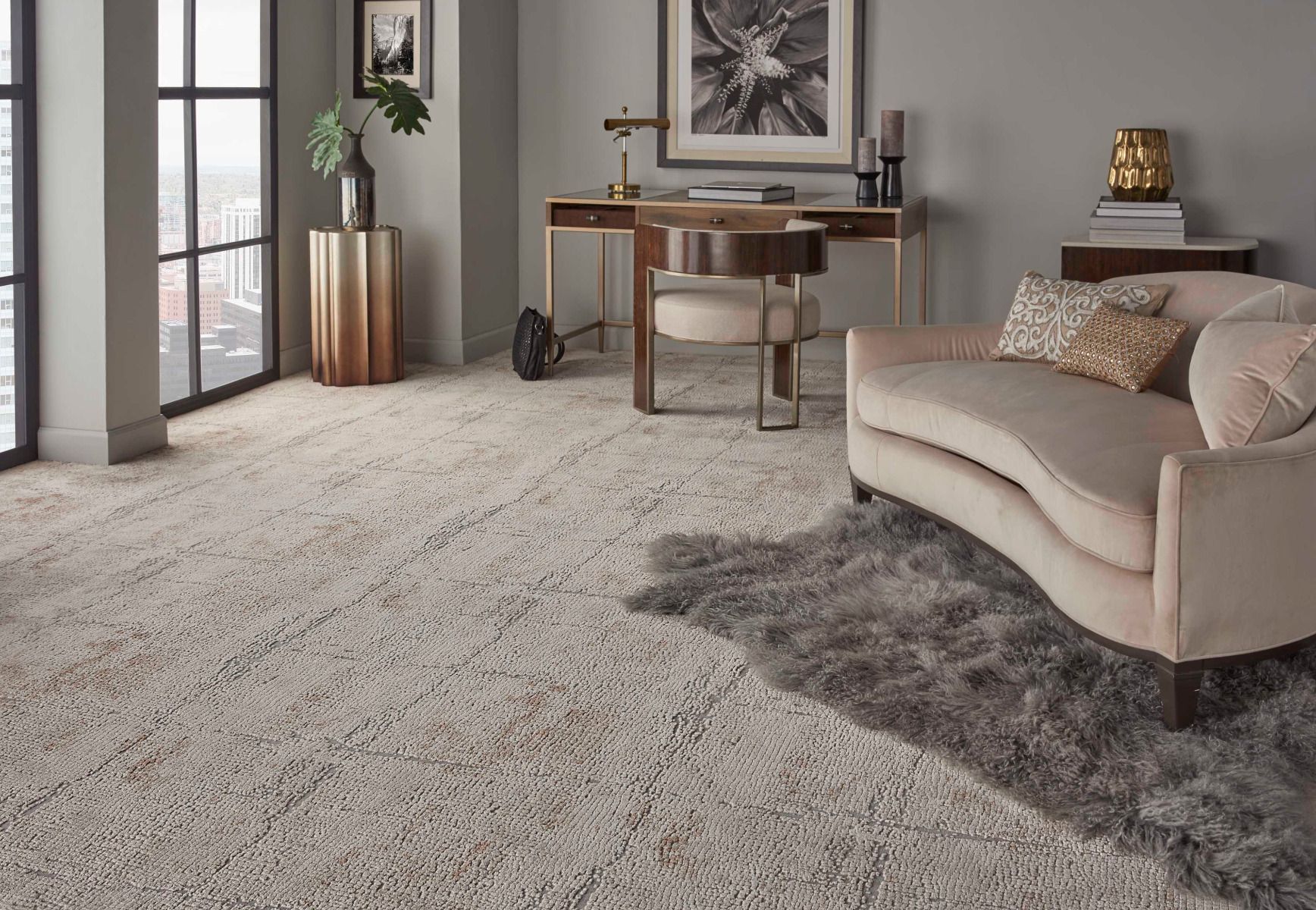 Custom Rugs, Runners & Rounds RUSTIC TEXTURES ABSTRACT MOSIAC RUS06 SANDSTONE BROADLOOM Camel - Taupe & Lt. Blue - Blue Machine Made Rug