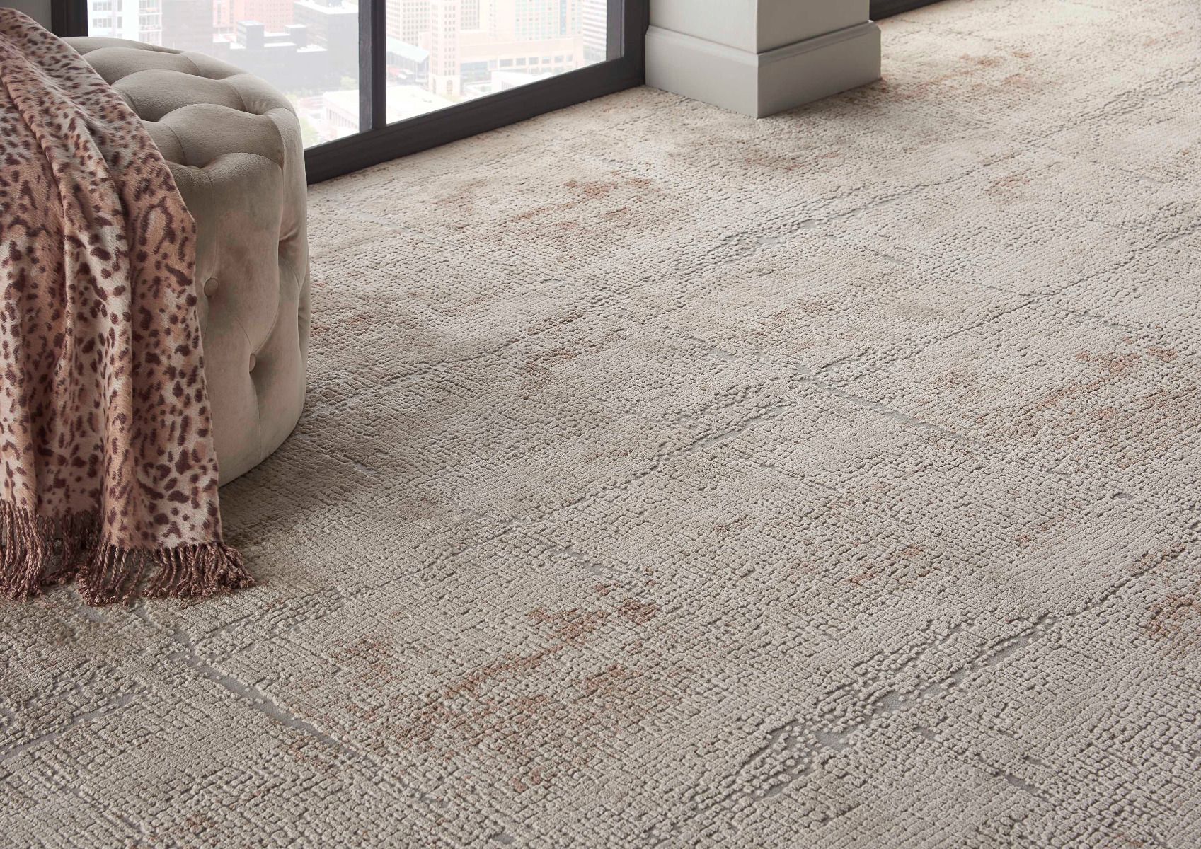 Custom Rugs, Runners & Rounds RUSTIC TEXTURES ABSTRACT MOSIAC RUS06 SANDSTONE BROADLOOM Camel - Taupe & Lt. Blue - Blue Machine Made Rug