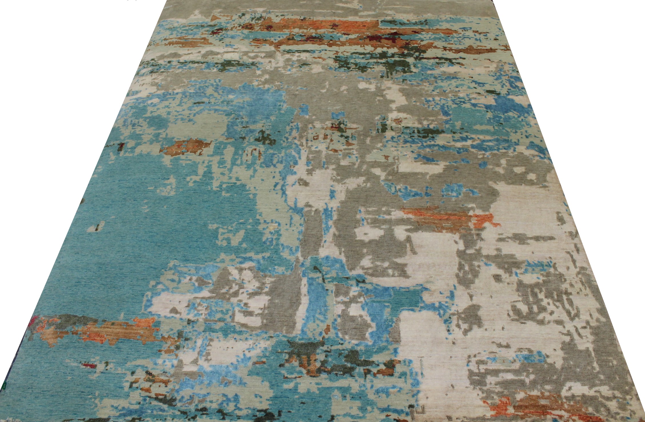 Contemporary & Modern Rugs Jankat 023394 Lt. Blue - Blue & Ivory - Beige Hand Knotted Rug