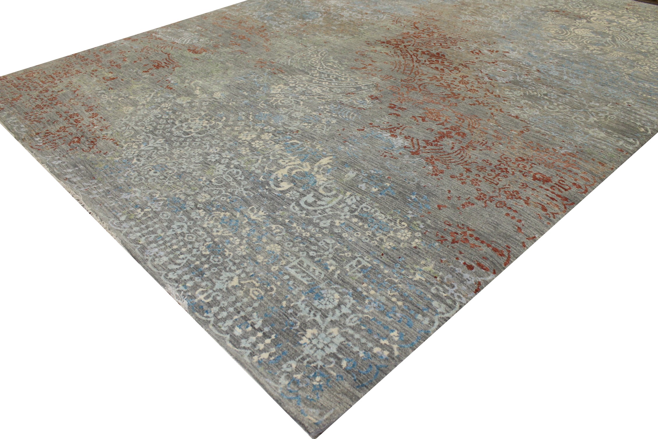 Contemporary Rugs & Transitional Rugs Jankat 023409 Lt. Grey - Grey & Multi Hand Knotted Rug