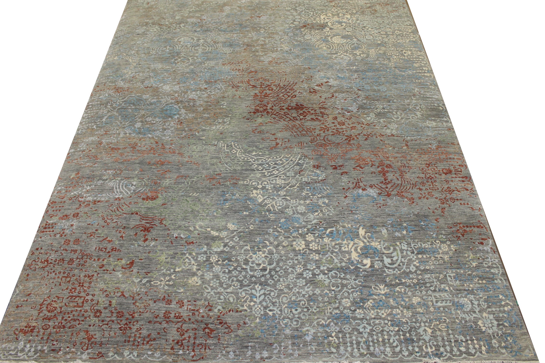 Contemporary Rugs & Transitional Rugs Jankat 023409 Lt. Grey - Grey & Multi Hand Knotted Rug
