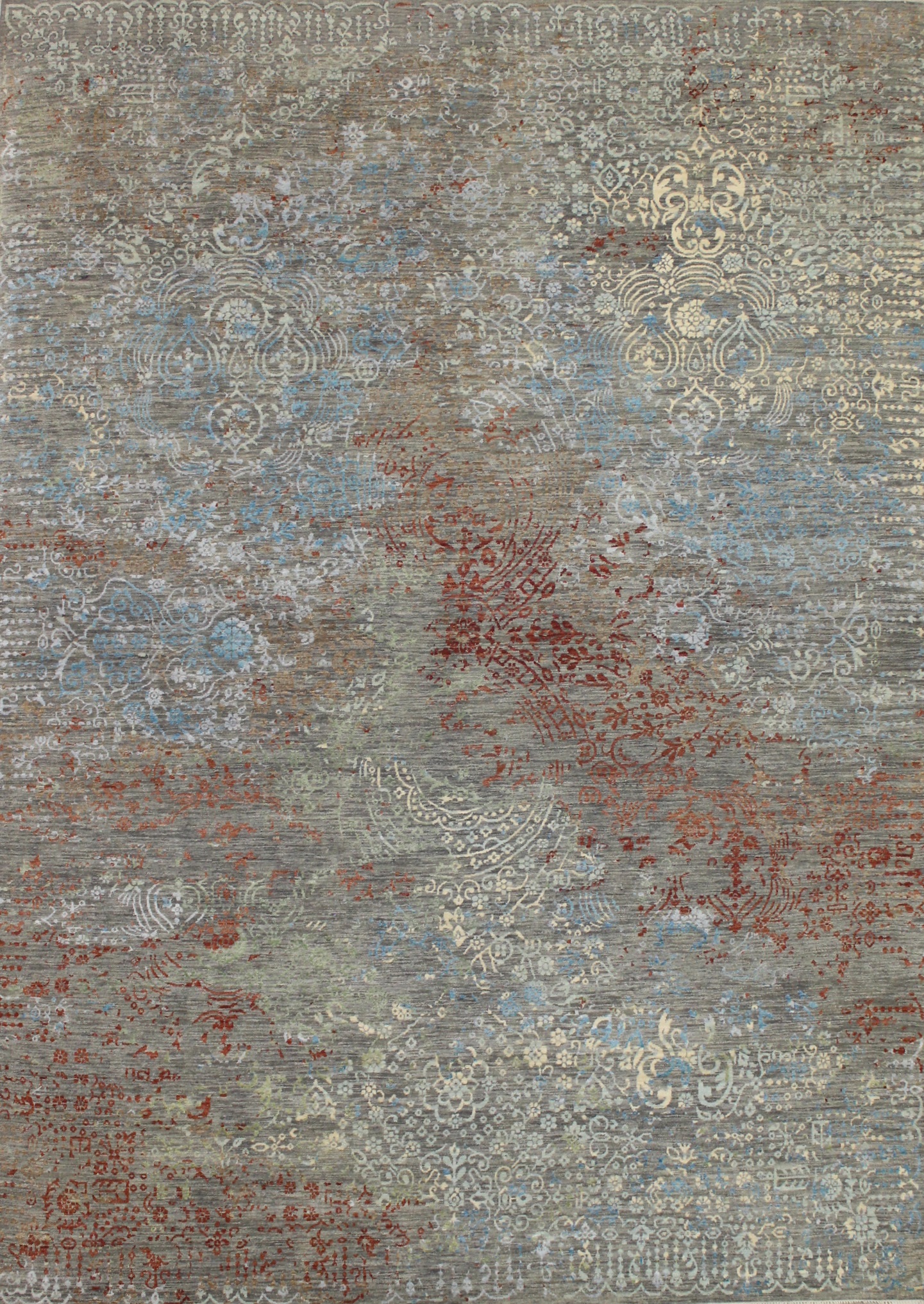 Contemporary & Modern Rugs Jankat 023409 Lt. Grey - Grey & Multi Hand Knotted Rug
