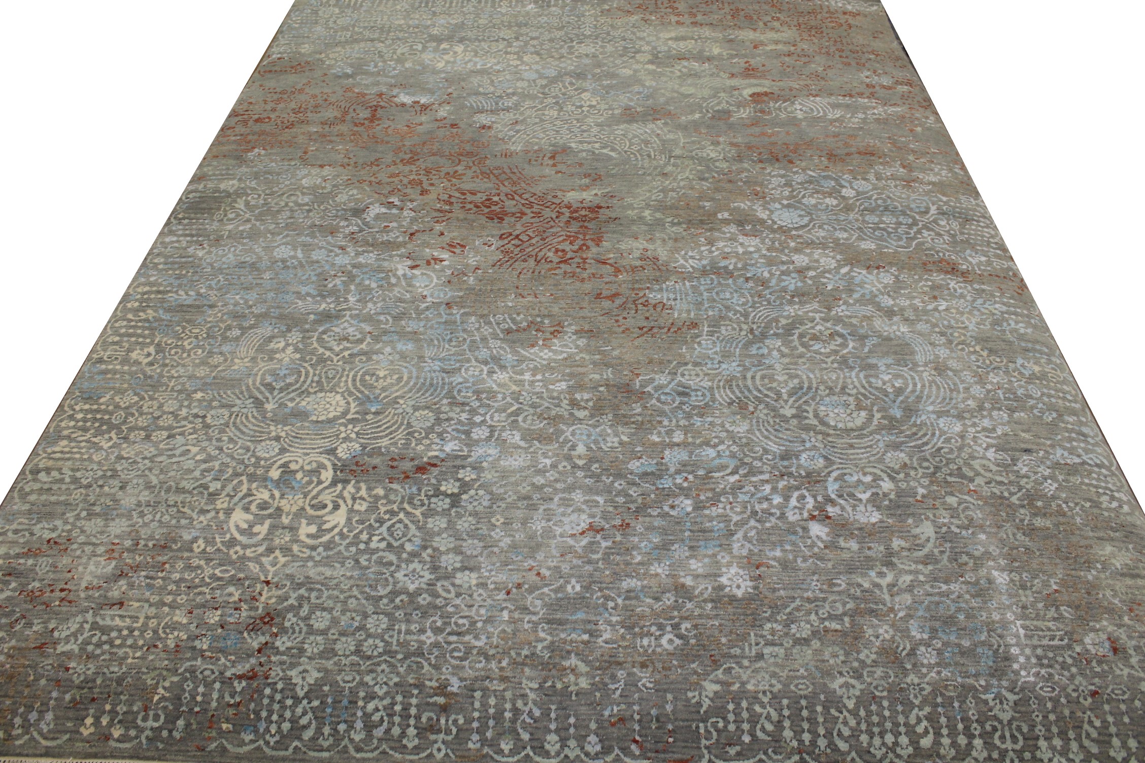 Contemporary Rugs & Transitional Rugs Jankat 023409 Lt. Grey - Grey & Multi Hand Knotted Rug