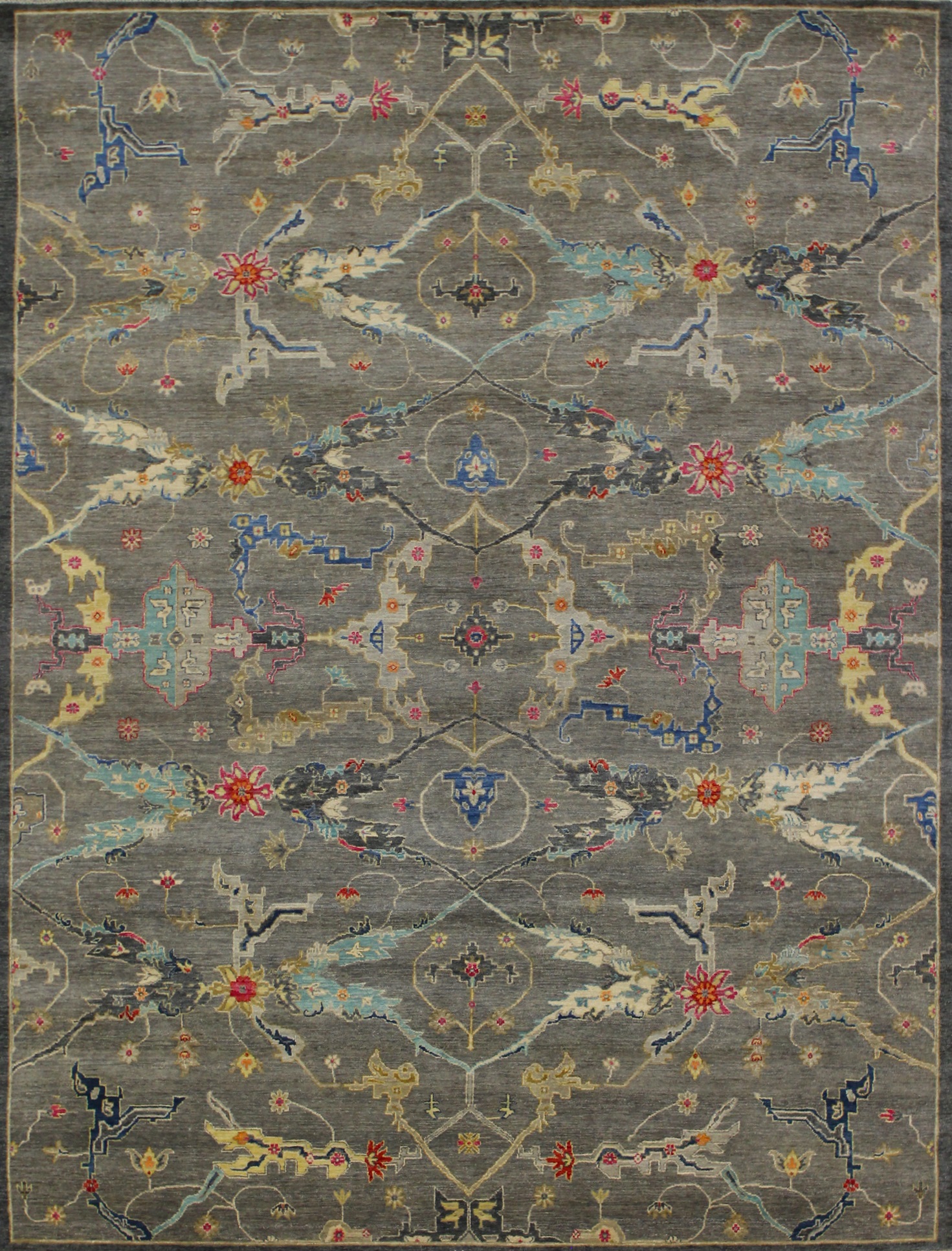 Oushak Rugs Oushak 023550 Lt. Grey - Grey Hand Knotted Rug