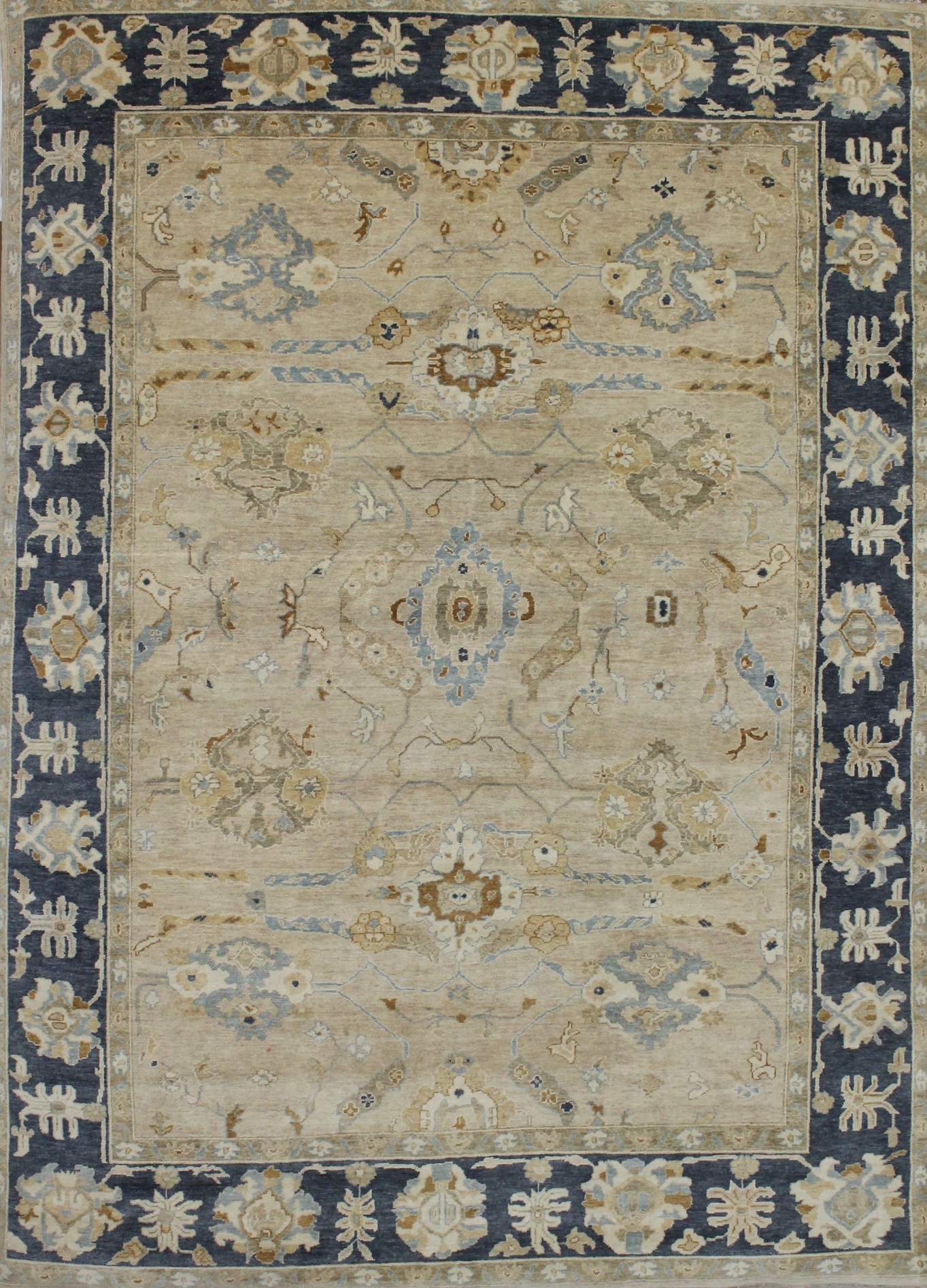 Oushak Rugs Oushak 023436 Camel - Taupe & Medium Blue - Navy Hand Knotted Rug