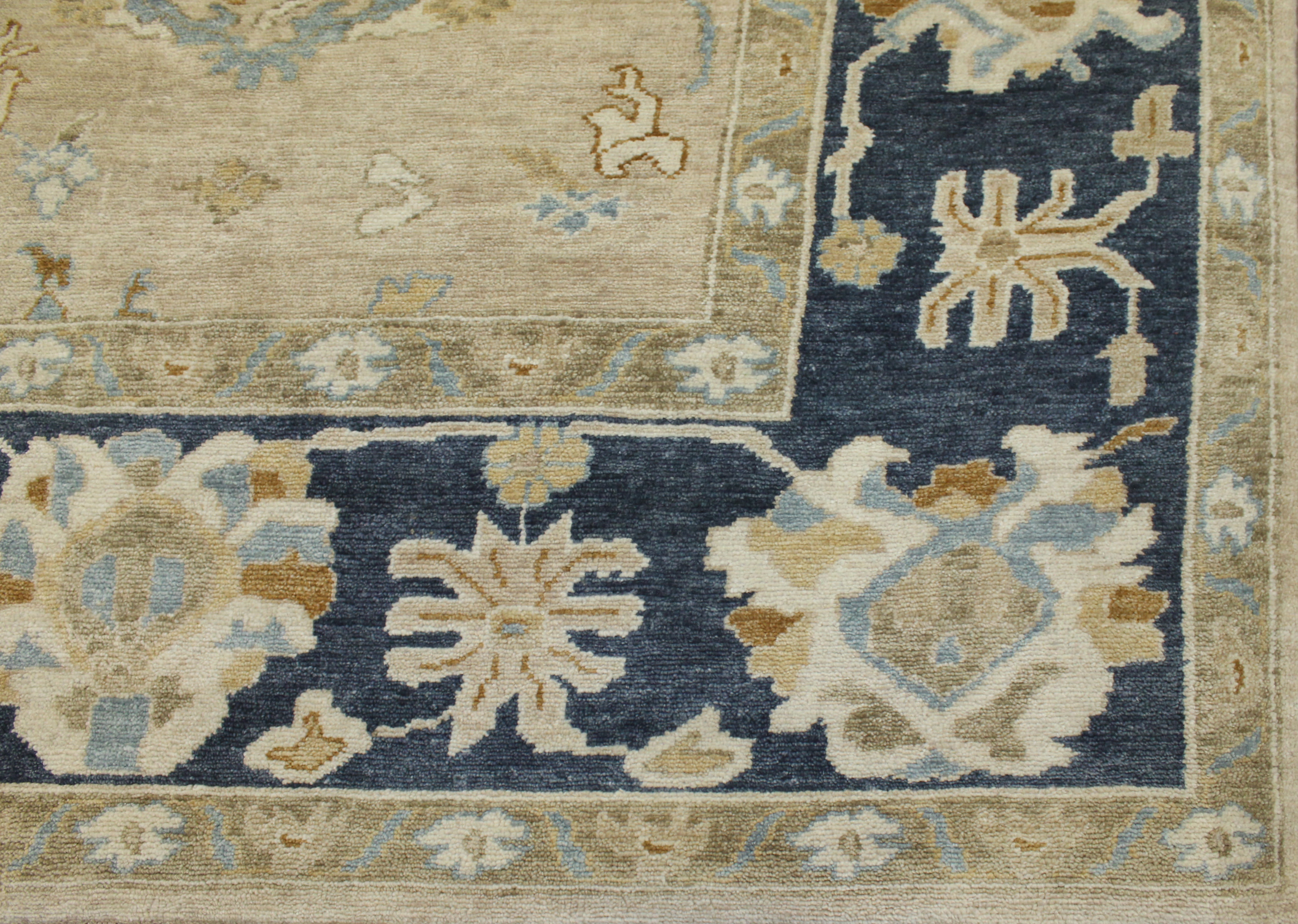 Oushak Rugs Oushak 023436 Camel - Taupe & Medium Blue - Navy Hand Knotted Rug